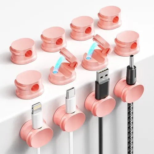 COCOMAX Kabelhalter Selbstklebend Kabelclips, 12 Stück Stark Haftende Kabelhalter Magnetisch Kabel Organizer Clips, große Blende Kabelmanagement für Schreibtisch, Nachttisch, USB Cable Holder