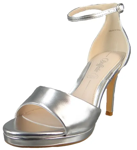 Buffalo Damen Ronja Sandale mit Absatz, Silber, 40 EU - Wanderschuhe mit modischem Absatz, ideal für stilvolle Wanderungen und Freizeitaktivitäten.