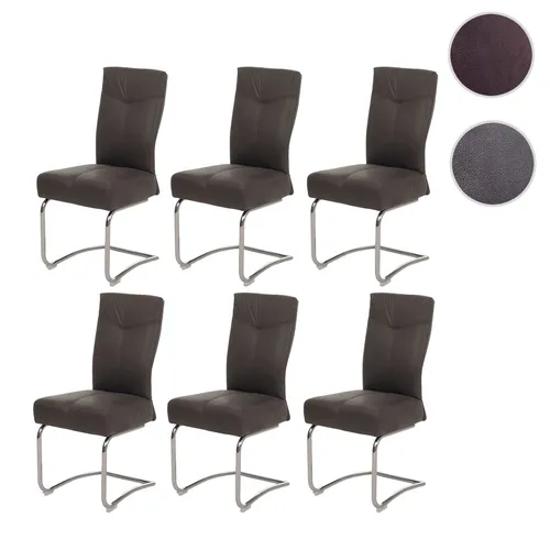 6er-Set Esszimmerstuhl HWC-G56 - Stilvolle Freischwinger in Wildleder-Optik - Stühle für das Esszimmer, Komfort durch hohe Polsterdicke und abgerundete Kanten, ideal für gesellige Abende.