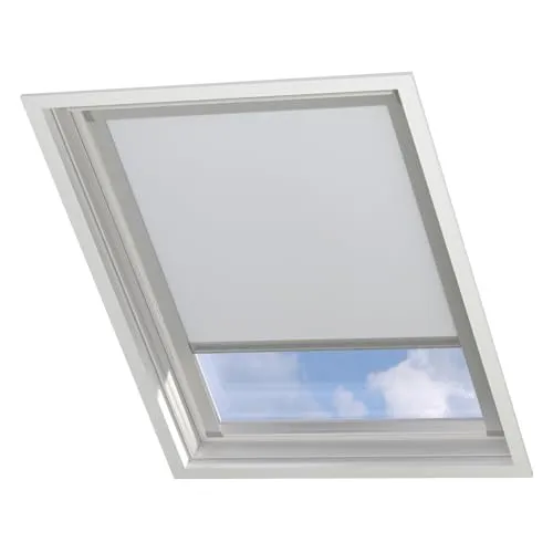 Radeco® Dachfenster verdunkelungsrollo für Velux C02 weiß mit Führungsschiene, Rollo für dachfenster, velux dachfenster Rollo, verdunklungsrollo für velux