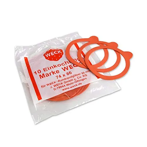 Gummiringe / Einkochringe Weck 74x86mm - 10 Stück - Praktische Gummiringe für das Einkochen, sorgen für einen sicheren Verschluss Ihrer Lebensmittelbehälter.
