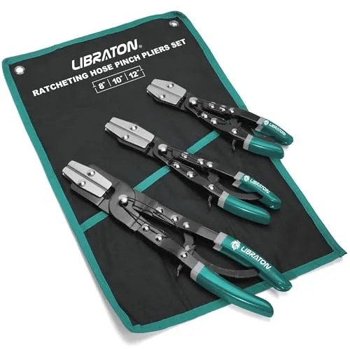 LIBRATON Schlauchklemmenzange, 3 Stück Ratschen-Schlauchzange, Kfz-Schlauchabklemmzange, Schlauchklemme, Schlauchklemmzange für Kraftstoff, flexibler, Kühler Schlauch, mit Aufbewahrung, 8