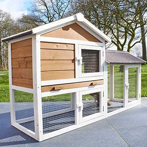 zooprinz Moderner Hasenstall – Wetterfester Kleintierstall aus massivem Vollholz - Kleintiergehege für draußen mit großer Kotschublade, ideal für Kaninchen und Meerschweinchen. Wetterfest und leicht zu reinigen für eine perfekte Haltung.