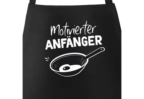 MoonWorks Grillschürze Grill-Schürze für Männer mit Spruch Motivierter Anfänger Grillanfänger Kochanfänger grillen kochen Baumwoll-Schürze Küchenschürze Moonworks®, mit kreativem Aufdruck