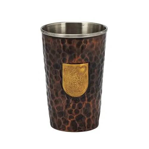 NKlaus Two Tone Bierkrug 580 ml - reines Kupfer (100%) Handgefertigter Bierbecher aus Kupfer & Edelstahl, Rustikales Design 16152