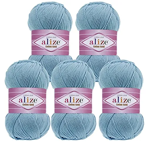 100g Strickgarn Alize Cotton Gold Uni Klassikgarn Häkelgarn Strick-Wolle Farbwahl 5 x