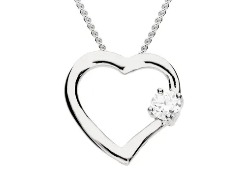 LÖB Kette mit Anhänger 925 Silber Kette Offenes Herz Anhänger Zirkonia Stein Herzkette weiß (Geschenke für Frauen Beste Freundin Mutter Mama Damen zum Geburtstag Weihnachten Weihnachtsgeschenke, Inkl. Schmuckbox), Halskette Herzanhänger Herzen Herzform Glitzer Strass Brautschmuck
