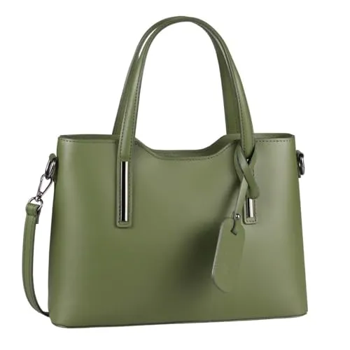 OBC Made IN Italy Damen Echt Leder Tasche - Damen-Schultertaschen, hochwertige italienische Verarbeitung und vielseitig einsetzbar, ideal für Freizeit, Reisen oder Büro.