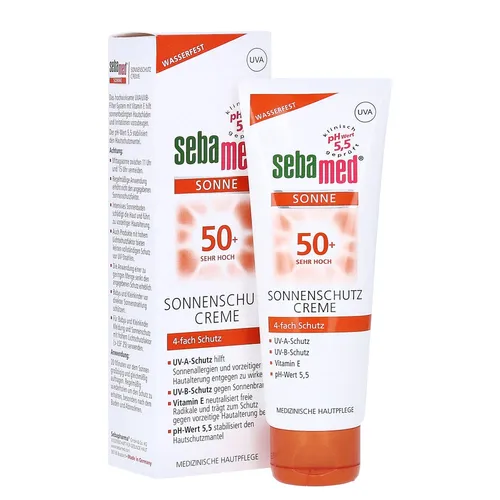 sebamed® Sonnenschutz Creme LSF 50+ für das Gesicht, 75 ml - Hochwirksame Sonnencreme für empfindliche Haut mit UVA/UVB-Schutz. Ideal für den täglichen Einsatz, schützt sie vor sonnenbedingten Hautschäden und sorgt für ein angenehmes Hautgefühl.