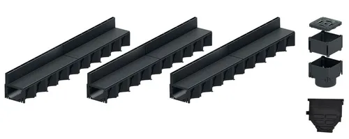 ACO Self® Hexaline 2.0 Entwässerungsrinne 3x1m mit Schlitzaufsatz - Praktisches Entwässerungssystem für Terrassen und Einfahrten. Robuste, bruchfeste Rinne aus recycelbarem Kunststoff, einfach zu installieren und wartungsfreundlich dank Revisionselement.
