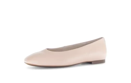 Gabor 64.140.22 Ballerina - Elegante Leder Ballerinas in Beige-Braun - Hausschuhe aus hochwertigem Glattleder, ideal für stilvolle Bequemlichkeit zuhause mit einem stabilen Blockabsatz.