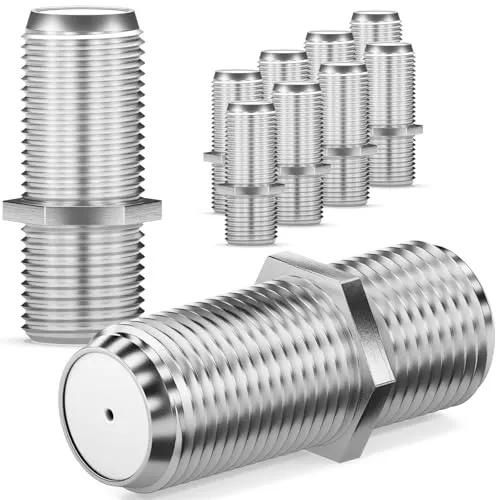HB-DIGITAL 10x SAT Koaxialkabel Adapter Verbinder F-Kupplung F-stecker Für Fernsehkabel Antennenkabel Satelliten Kabel 2X F-Buchse Breite - Verzinkt