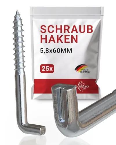 LouMaxx Schraubhaken gerade mit Schlitz 5,8x60mm in grau von LouMaxx