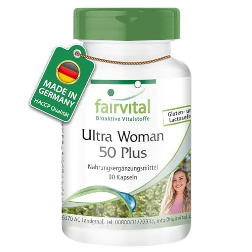 Fairvital | Ultra Woman 50 Plus - 90 Kapseln - Multivitamine mit Mineralien für Frauen - über 50 Vitalstoffe - qualitätsgeprüft und hochdosiert