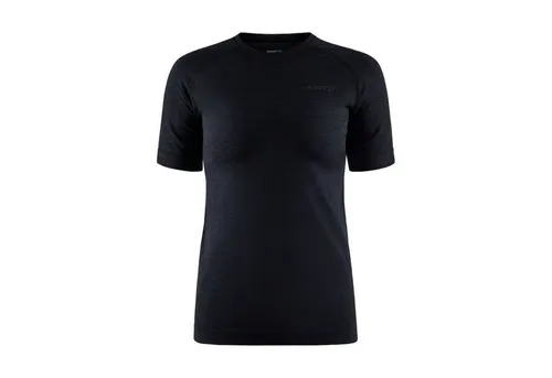 Craft CORE Dry Active Comfort SS | Damen Funktionsshirt Kurzarm L | Black - Funktionsunterwäsche mit Bodymapping für verbesserte Thermoregulierung und aus recycelten Materialien – ideal für Training, Skifahren oder Trekking.
