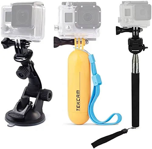 TEKCAM Action Kamera Zubehör Selfie Stativ Saugnapfhalterung Wasserdichter Einbeinstativ schwimmender Handgriff kompatibel mit Gopro Hero 13 12 11 10 9 8/DJI Osmo Action 4/5 Pro/AKASO/Surfola/SJCAM