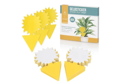 Rovar Insektenfalle XXL Gelbsticker Set - 60x Giftfreie Gelbtafeln, zur Trauermücken Bekämpfung