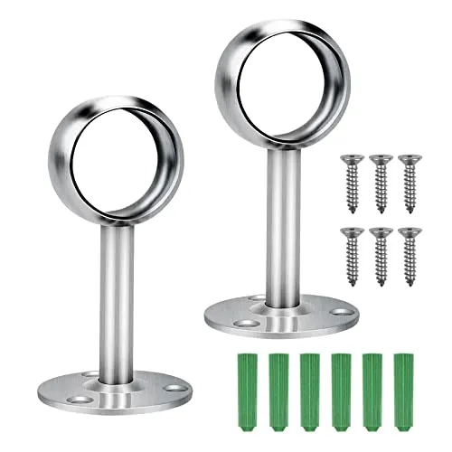 Kleiderschrank Stangenhalter,2 pcs Kleiderstange Schrank Garderobenstange Halter Edelstahl Rundrohr-Halterung Schrankstange Kleiderstangen,für Wäscheständer, Küche, Schrank (32mm)