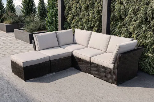 OUTFLEXX Gartenlounge mit Kissenboxfunktion, schwarz/weiß - Stilvolle Gartenlounge von OUTFLEXX aus witterungsbeständigem Aluminium und Polyrattan. Genießen Sie höchsten Komfort mit bequemen Kissen und pflegeleichten Materialien – perfekt für entspannte Stunden im Freien.