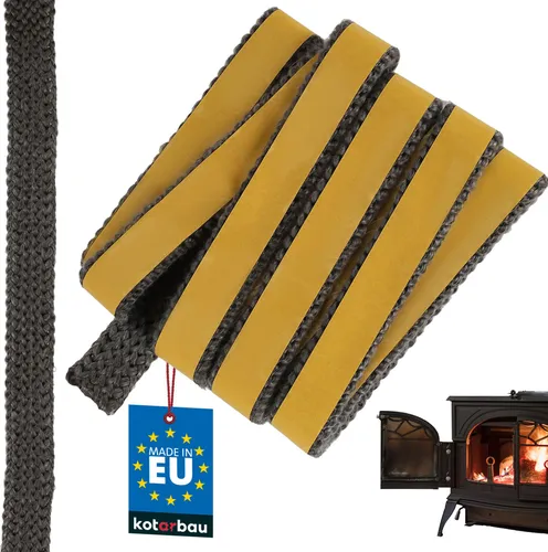 KOTARBAU® Kamin Dichtband Selbstklebend 20 x 4 mm Glasfaser Dichtungsband für Kaminofen 2,5 m Kamindichtung Ofendichtband Hitzebeständig Schwarz