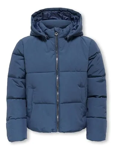 ONLY Damen Kogdolly Life Puffer Jacket, Vintage Indigo - Funktionsjacke für große Mädchen, mit Reißverschluss und Stehkragen für optimalen Schutz bei kaltem Wetter.