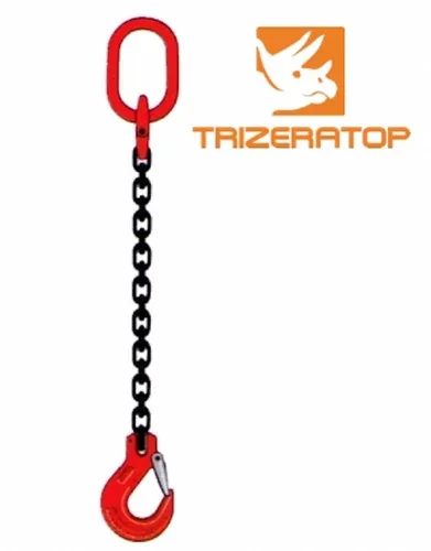 Anschlagkette Kettengehänge 1 Strang 8mm mit Gabelkopfhaken - 2000 kg Tragkraft - Schwarze 8mm Kette aus Stahl, Güteklasse 8, ideal für sichere Lasten bis 2,0t. Perfekt für den professionellen Einsatz in der Industrie.