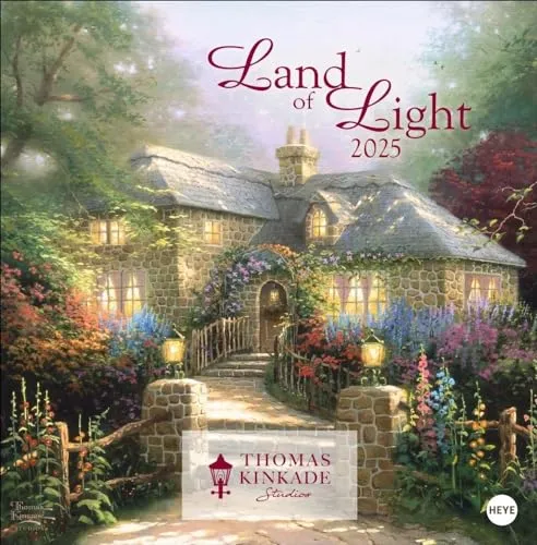 Thomas Kinkade: Land of Light Broschurkalender 2025: Kunstvoller Wandkalender mit idyllischen Gemälden. Einzigartiger Kunstkalender mit Bildern von ... . 29,5 x 30 cm, ausgeklappt 29,5 x 60 cm