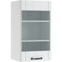 Vicco Küchenglasschrank Fame-Line, Glashängeschrank, Weiß Landhaus - Küchenhängeschrank mit Soft-Closing-Scharnieren und stabilen Metallgriffen, ideal für eine stilvolle und funktionale Küchengestaltung.
