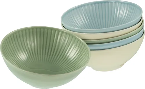 Creatable Valencia Pastell 6-teiliges Geschirrset für 6 Personen - Kombiservice aus hochwertigem Porzellan, spülmaschinen- und mikrowellengeeignet, in eleganten Pastelltönen mit ausdrucksvollem Relief für stilvolle Tischkultur.