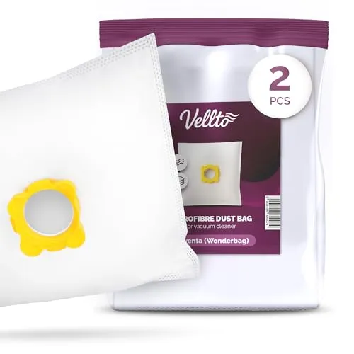 2x Vellto Staubsaugerbeutel Kompatibel mit Rowenta Wonderbag WB484720 WB305120 WB305140 WB404111 WB406120 Compacteo Silence Force Spaceo RO5913 RO5921 RO5931 RO5938 Ersatzbeutel Staubbeutel