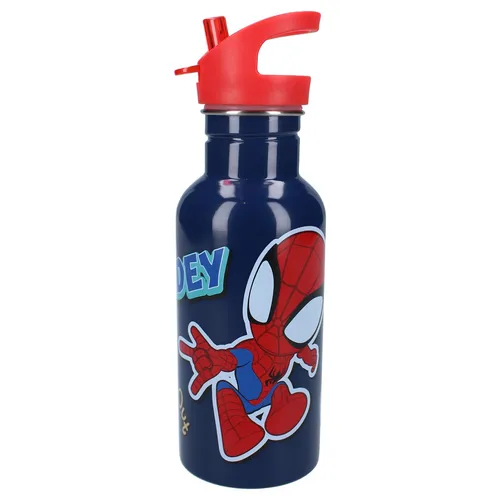 Kinder Trinkflasche 500 ml mit Strohhalm und Twist-off-Verschluss aus Edelstahl