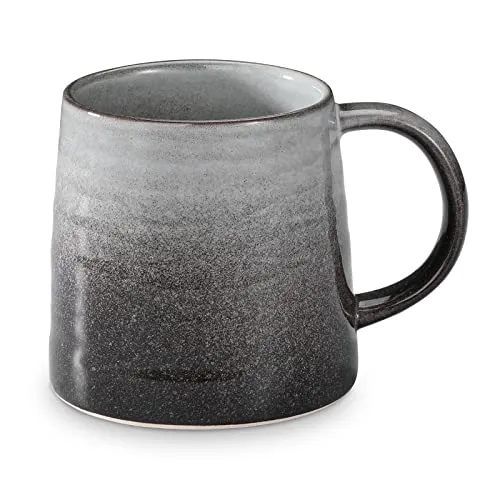 Kaffeetasse Groß, Cappuccino Tassen, Kaffeetasse aus Porzellan, Große Teetasse mit Henkel, Porzellan Cappuccino Tasse Kaffee Milch Tee Tasse (Grey)