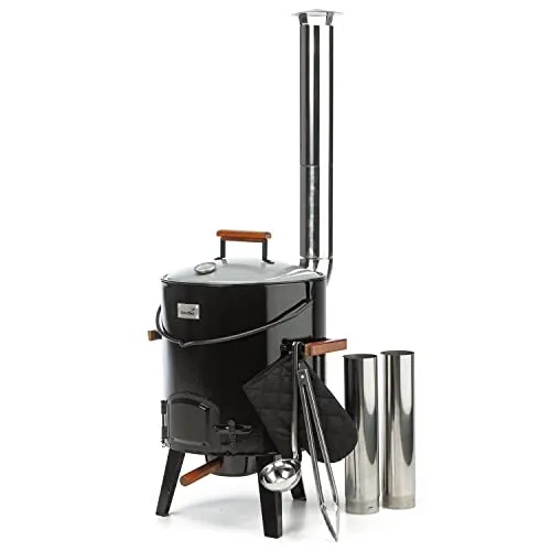 Skandika Gulaschkanone 14L - Außenküchen - Vielseitige 3-in-1 Gulaschkanone für Kochen, Grillen und Heizen, ideal für Gartenpartys und Camping, mit praktischem Zubehör und 14L Fassungsvermögen.