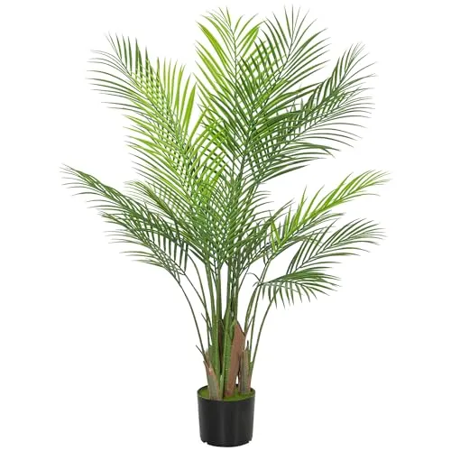 HOMCOM Künstliche Palme groß 120cm - Künstliche Pflanzen mit 22 naturgetreuen Blättern, UV-beständig und ideal für drinnen und draußen – bringt tropisches Flair in Ihr Zuhause ohne Pflegeaufwand.