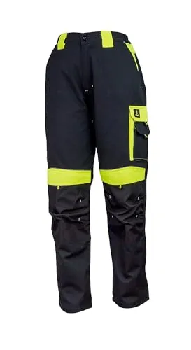 URG Arbeitshose Bauarbeiter-Hose Warnhose Gelb Cargo Y-SP (50) - Arbeitshose für Bauarbeiter, mit 6 funktionalen Taschen und gelben Einsätzen für optimale Sichtbarkeit. Ideal für Sicherheit und Komfort am Arbeitsplatz.
