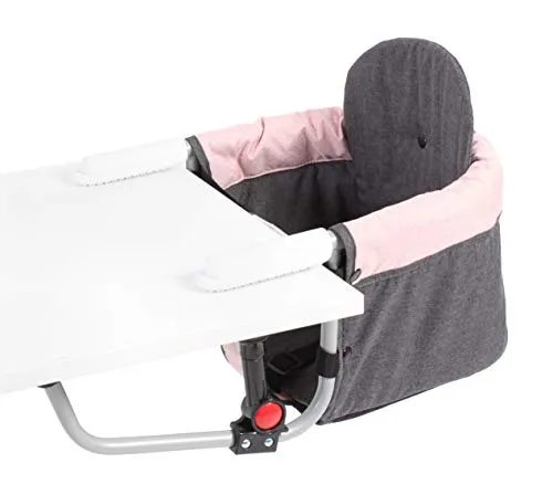 CHIC4BABY Tischsitz Relax, Melange Rosa - Platzsparender Tischsitz, ideal für unterwegs. Mit robustem Bezug und sicherem Befestigungssystem, für Kinder ab 6 Monaten bis 15 kg geeignet.