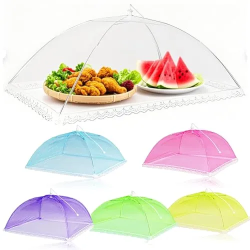 Stück Fliegenhaube, Pop-Up-Mesh Abdeckhaube für Lebensmittel, Wiederverwendbar Faltbar Abdeckung für Lebensmittel Kuchenabdeckung Fliegenschirm Essen,Obst, Picknick, BBQ 6