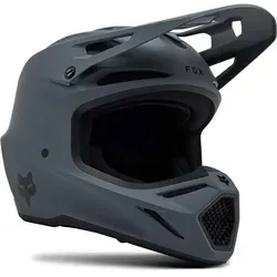 FOX V3 Solid MIPS Motocross Helm, grau, Größe M für Männer - Hochwertiger Motocross Helm mit MIPS-Technologie für zusätzlichen Schutz. Leichtes Design mit stabiler Glasfaserverbundschale und verstellbarem Visier für optimalen Komfort beim Fahren.