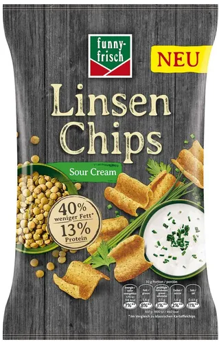 Funny Frisch Linsen Chips Sour Cream - Chips - 90 Gramm