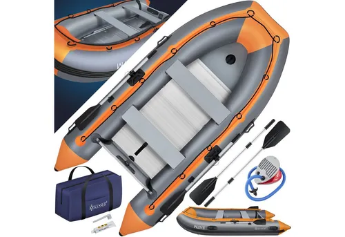 KESSER® Schlauchboot 3,20 m für 4 Personen - WAVE - Familienfreundliches aufblasbares Schlauchboot mit Alu-Boden, ideal für Freizeit, Angeln und Motorbetrieb bis 15 PS. Inklusive Paddeln, Pumpe und Reparaturset für sorgenfreies Vergnügen auf dem Wasser.