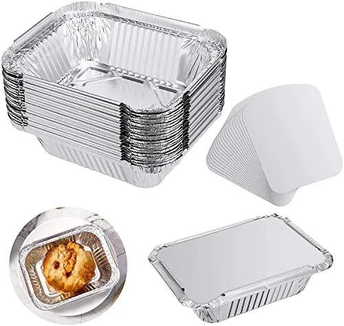 Veraing 40 Stück Aluschalen Grillschalen Aluminiumschalen, Einweg Aluschalen mit Deckel Einweg-Backform Lebensmittelbehälter für Kochen Rösten Backen (260ml)
