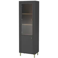 Mirjan24 Vitrine Schwarz, Rechteckig, 60x194x40 cm für Wohnzimmer - Moderne Vitrine aus robustem Holzwerkstoff, ideal für stilvolle Präsentation. Lieferung inklusive Montageanleitung. Perfekt für Ihr Wohnzimmer und vielseitig einsetzbar.