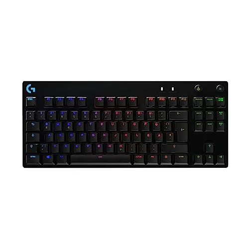 Pro RGB-LED Gaming Tastatur USB (Schwarz) - Mechanische Tenkeyless Tastatur mit LIGHTSYNC RGB, abnehmbares Micro-USB-Kabel und GX Blue Clicky Switches für optimales Gaming-Erlebnis