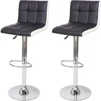Höhenverstellbarer Barhocker MCW-G87 - 2er-Set Kunstleder Schwarz-Weiß - Moderne Barhocker aus Kunstleder, stufenlos höhenverstellbar und 360° drehbar. Ideal für lange Aufenthalte dank bequemer Polsterung und stabiler Fußablage. Perfekt für jedes Zuhause!