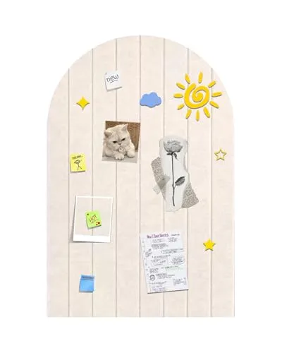 Faltbare kork pinnwand 60x40cm, 1cm dicke Filzfliesen, Pinnwand Kinderzimmer mit Klebstoff Klettverschluss, Dekorationsbrett für Bilder Notizen, Runde Ränder Wandpaneele für Wohnzimmer im Büro - Beige