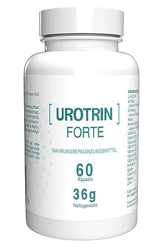 Urotrin Forte - 60 Kapseln - Nahrungsergänzungsmittel für Männer, 100% vegan und reich an wirksamen Inhaltsstoffen wie L-Arginin und Maca, unterstützt die Männergesundheit optimal.
