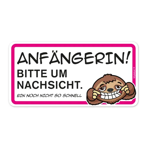 Fahr-Anfängerin Magnet-Schild I Faultier I 20 x 10 cm I magnetisch I dv_1057
