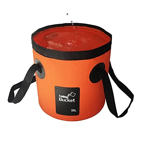 Zusammenklappbarer Eimer, 12L & 20L Multifunktionaler tragbarer zusammenklappbarer Angeleimer - Faltschaufel für Waschbecken - Wasserbehälter zum Angeln - Camping - Gartenarbeit (Orange, 20L)