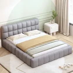 Polsterbett 140x200 cm mit Lattenrost und gepolstertem Kopfteil - Grau - Elegantes Polsterbett in Grau mit stabilem Lattenrost und gepolstertem Kopfteil. Ideal für modernen Schlafkomfort und einfache Montage.