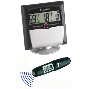 TFA Thermo-Hygrometer KLIMA CONTROL - Digitales Hygrometer für Innenräume mit Infrarotthermometer. Überwacht Temperatur von -10 bis 60°C und Luftfeuchtigkeit von 1% bis 99%. Ideal zur Schimmelprävention und Anzeige der Komfortstufe.